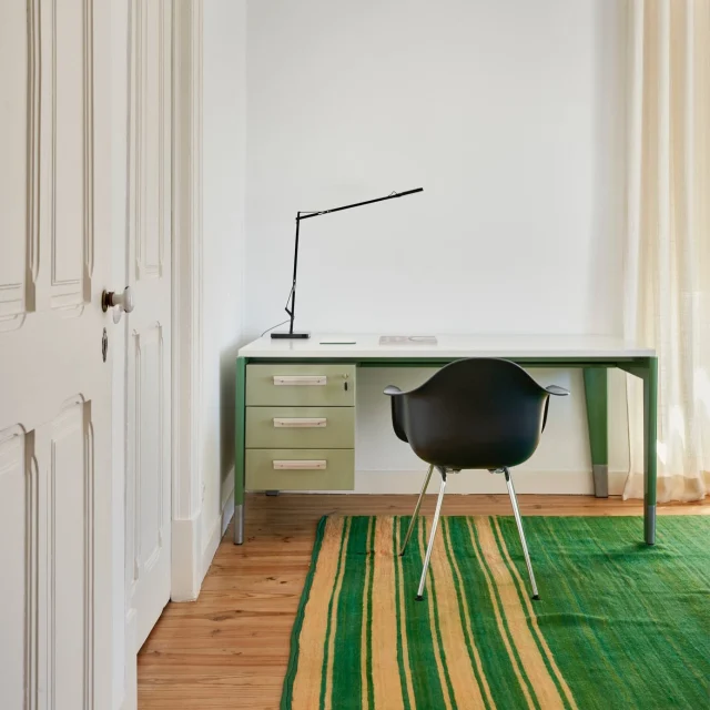 -
Olive Green!!! 

The Prouvé Raw Office Edition was the first Jean Prouvé furniture of our collection. 
Our eyes were caught by these two beauties at @galante_interiordesign … there were only two desks, part of a limited reedition made in 2016 from the astonishing original collection produced in 1946.
At Casa Fortunato they are now at room Nr.3 and room Nr.1, but previously, in Lisbon, they were at the front office welcoming our Guests. One of them tried really hard to convince us to sell him one of the Prouvé Raw Office Edition. 
No way! We love it and it’s part of our collection ;)